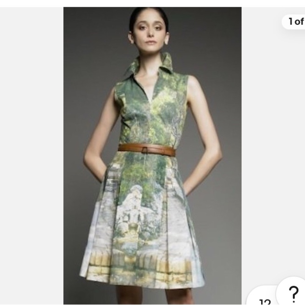 Akris Green Sleeveless Dress with Nature Print